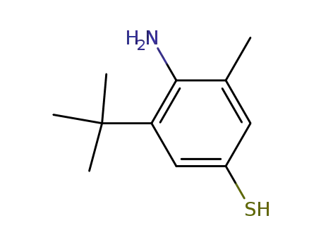 Molecular Structure of 145039-31-2 (Benzenethiol, 4-amino-3-(1,1-dimethylethyl)-5-methyl-)