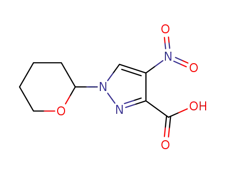 Molecular Structure of 906087-80-7 (1H-Pyrazole-3-carboxylic acid, 4-nitro-1-(tetrahydro-2H-pyran-2-yl)-)