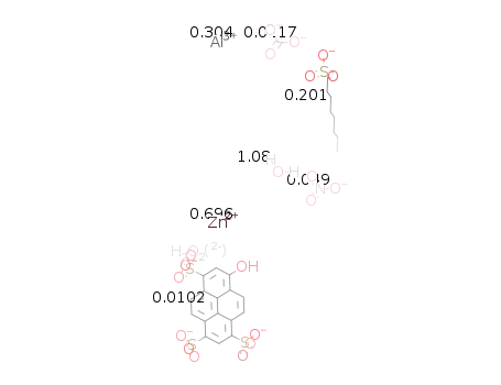 Zn0.696Al0.304(OH)2(octanesulfonate)0.201(8-hydroxypyrene-1,3,6-trisulphonate)0.0102(CO3)0.0117(NO3)0.0490*1.08H2O