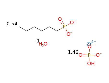 Zr(O3POH)1.46(hexylphosphonate)0.54*(x)H2O