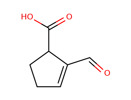 Molecular Structure of 30758-76-0 (2-Cyclopentene-1-carboxylic acid, 2-formyl-)