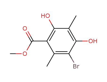 Molecular Structure of 72922-67-9 (Benzoic acid, 3-bromo-4,6-dihydroxy-2,5-dimethyl-, methyl ester)