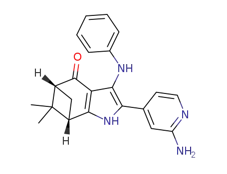 (±)-(5R,7S)-2-(2-aminopyridin-4-yl)-6,6-dimethyl-3-(phenylamino)-1,5,6,7-tetrahydro-4H-5,7-methanoindol-4-one
