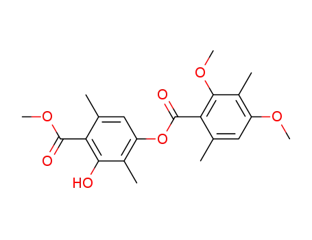 Molecular Structure of 81050-84-2 (methyl 4-[(2,4-dimethoxy-3,6-dimethylbenzoyl)oxy]-2-hydroxy-3,6-dimethylbenzoate)