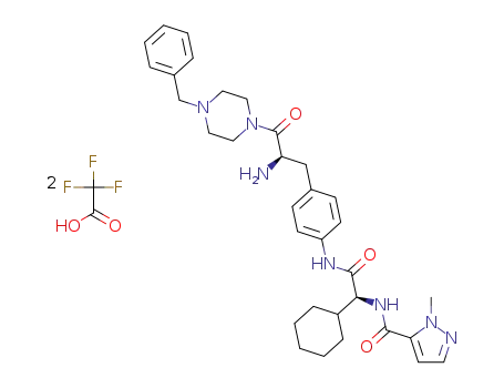 (2S)-N-{4-[(2R)-2-amino-3-(4-benzylpiperazin-1-yl)-3-oxopropyl]phenyl}-2-cyclohexyl-2-[(1-methyl-1H-pyrazol-5-yl)formamido]acetamide, trifluoroacetic acid