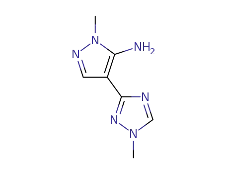 Molecular Structure of 111267-93-7 (1H-Pyrazol-5-amine, 1-methyl-4-(1-methyl-1H-1,2,4-triazol-3-yl)-)