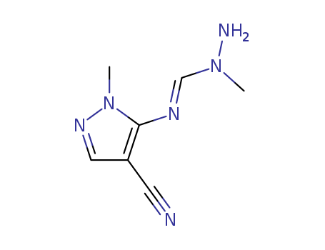 Molecular Structure of 111267-92-6 (Methanimidic acid, N-(4-cyano-1-methyl-1H-pyrazol-5-yl)-,
1-methylhydrazide)
