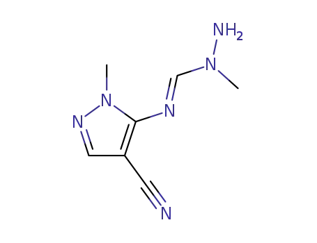 Molecular Structure of 111267-92-6 (Methanimidic acid, N-(4-cyano-1-methyl-1H-pyrazol-5-yl)-,
1-methylhydrazide)