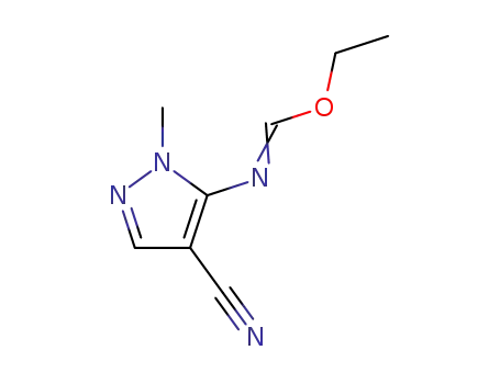 Molecular Structure of 62564-58-3 (5-(ethoxymethylideneamino)-1-methyl-pyrazole-4-carbonitrile)