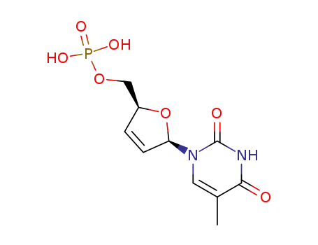 Molecular Structure of 27646-59-9 (5'-Thymidylic acid, 2',3'-didehydro-3'-deoxy-)