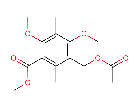 Molecular Structure of 148014-54-4 (Benzoic acid, 3-[(acetyloxy)methyl]-4,6-dimethoxy-2,5-dimethyl-, methyl
ester)