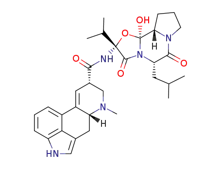 Molecular Structure of 511-10-4 ((8alpha)-12'-hydroxy-5'alpha-isobutyl-2'-isopropylergotaman-3',6',18-trione)