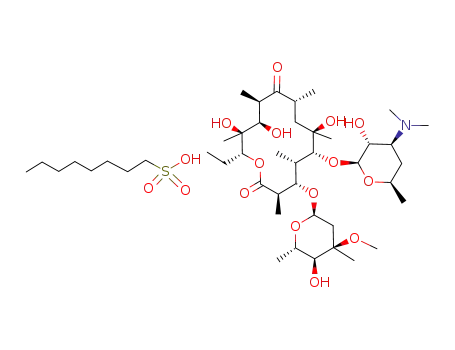 6-(4-dimethylamino-3-hydroxy-6-methyl-tetrahydro-pyran-2-yloxy)-14-ethyl-7,12,13-trihydroxy-4-(5-hydroxy-4-methoxy-4,6-dimethyl-tetrahydro-pyran-2-yloxy)-3,5,7,9,11,13-hexamethyl-oxacyclotetradecane-2,10-dione; compound with octane-1-sulfonic acid