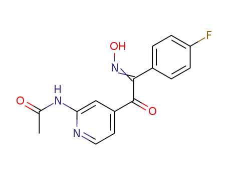 Molecular Structure of 452056-82-5 (Acetamide, N-[4-[(4-fluorophenyl)(hydroxyimino)acetyl]-2-pyridinyl]-)