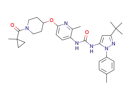 1-(5-tert-butyl-2-p-tolyl-2H-pyrazol-3-yl)-3-{2-methyl-6-[1-(1-methyl-cyclopropanecarbonyl)-piperidin-4-yloxy]-pyridin-3-yl}-urea