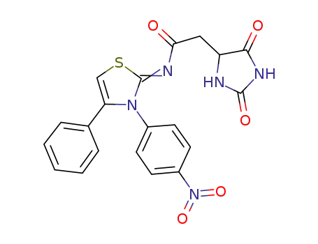2-(2,5-dioxoimidazolidin-4-yl)-N-(3-(4-nitrophenyl)-4-phenylthiazol-2(3H)-ylidene)acetamide
