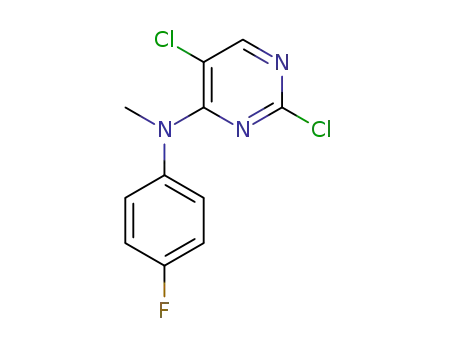 Molecular Structure of 1341200-86-9 (2,5-dichloro-N-(4-fluorophenyl)-N-methylpyrimidin-4-amine)