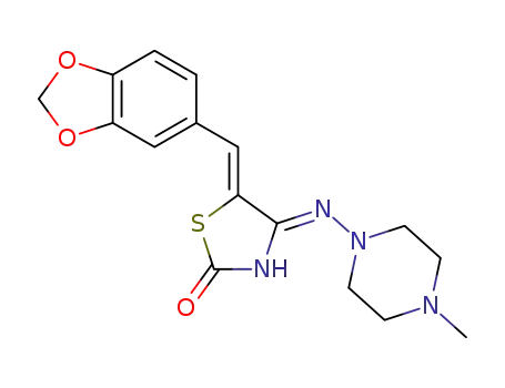 (4Z,5Z)-5-(benzo[d][1,3]dioxol-5-ylmethylene)-4-((4-methylpiperazin-1-yl)imino)thiazolidin-2-one