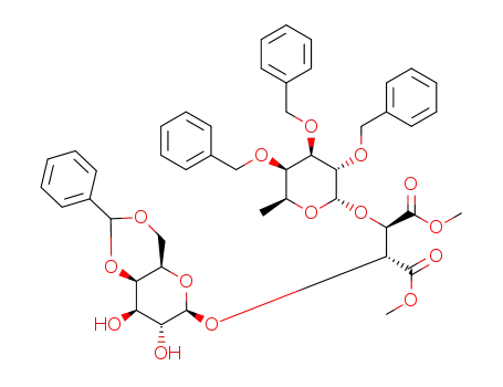 (2R,3R)-dimethyl 2-(7,8-dihydroxy-2-phenylhexahydropyrano[3,2-d][1,3]dioxin-6-yloxy)-3-(3,4,5-tris(benzyloxy)-6-methyltetrahydro-2H-pyran-2-yloxy)succinate