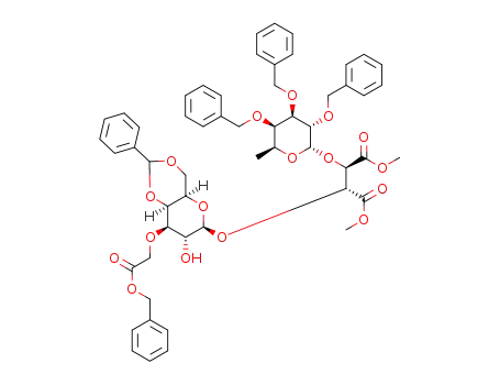 (2R, 3R)-dimethyl 2-(8-(2-(benzyloxy)-2-oxoethoxy)-7-hydroxy-2-phenylhexahydropyrano[3,2-d][1,3]dioxin-6-yloxy)-3-(3,4,5-tris(benzyloxy)-6-methyltetrahydro-2H-pyran-2-yloxy)succinate