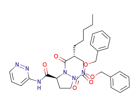 Phenylmethyl (3S)-2-[(2R)-2-({formyl[(phenylmethyl)oxy]amino}methyl)heptanoyl]-3-[(3-pyridazinylamino)carbonyl]-1-pyrazolidinecarboxylate