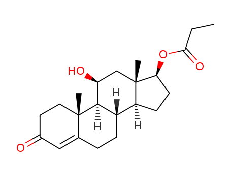 Molecular Structure of 35271-42-2 ((11beta,17beta)-11-hydroxy-3-oxoandrost-4-en-17-yl propanoate)