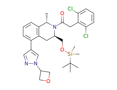 1-((1S,3R)-3-(((tert-butyldimethylsilyl)oxy)methyl)-1-methyl-5-(1-(oxetan-3-yl)-1H-pyrazol-4-yl)-3,4-dihydroisoquinolin-2(1H)-yl)-2-(2,6-dichlorophenyl)ethan-1-one
