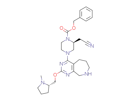 (S)-2-(cyanomethyl)-4-(2-(((S)-1-methylpyrrolidin-2-yl)methoxy)-6,7,8,9-tetrahydro-5H-pyrimido[4,5-c]azepan-4-yl)piperazine-1-carboxylic acid benzyl ester