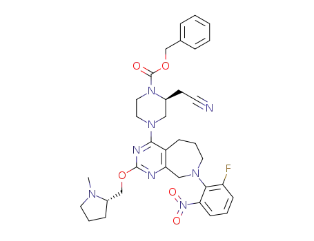 benzyl (2S)-2-(cyanomethyl)-4-[8-(2-fluoro-6-nitrophenyl)-2-[[(2S)-1-methylpyrrolidin-2-yl]methoxy]-5,6,7,9-tetrahydropyrimido[4,5-c]azepin-4-yl]piperazine-1-carboxylate
