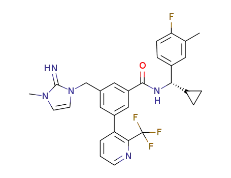(S)-N-(cyclopropyl(4-fluoro-3-methylphenyl)methyl)-3-((2-imino-3-methyl-2,3-dihydro-1H-imidazol-1-yl)methyl)-5-(2-(trifluoromethyl)pyridin-3-yl)benzamide