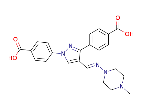 4,4'-{4-[((E)-(4-methylpiperazin-1-yl)imino)methyl]-1H-pyrazole-1,3-diyl}dibenzoic acid