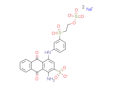 Molecular Structure of 2580-78-1 (2-Anthracenesulfonicacid,1-amino-9,10-dihydro-9,10-dioxo-4-[[3-[[2-(sulfooxy)ethyl]sulfonyl]phenyl]amino]-,sodium salt (1:2))