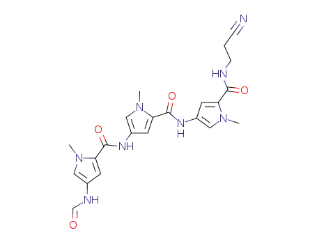 Molecular Structure of 71084-59-8 (N-[5-({5-[(2-cyanoethyl)carbamoyl]-1-methyl-1H-pyrrol-3-yl}carbamoyl)-1-methyl-1H-pyrrol-3-yl]-4-(formylamino)-1-methyl-1H-pyrrole-2-carboxamide)