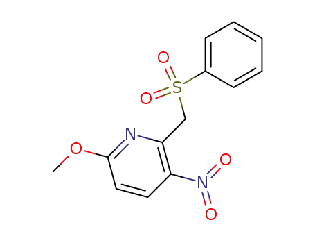 Molecular Structure of 115663-39-3 (Pyridine, 6-methoxy-3-nitro-2-[(phenylsulfonyl)methyl]-)