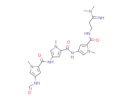 Molecular Structure of 85407-13-2 (N-{5-[(5-{[(3Z)-3-(dimethylamino)-3-iminopropyl]carbamoyl}-1-methyl-1H-pyrrol-3-yl)carbamoyl]-1-methyl-1H-pyrrol-3-yl}-4-(formylamino)-1-methyl-1H-pyrrole-2-carboxamide)