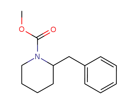 Molecular Structure of 144688-84-6 (1-Piperidinecarboxylic acid, 2-(phenylmethyl)-, methyl ester)
