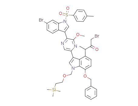3-[7-benzyloxy-3-{5-[6-bromo-1-(toluene-4-sulfonyl)-1H-indol-3-yl]-6-methoxy-pyrazin-2-yl}-1-(2-trimethylsilanyl-ethoxymethyl)-1H-indol-4-yl]-1-bromo-butan-2-one