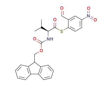 Molecular Structure of 557095-50-8 (Butanethioic acid,
2-[[(9H-fluoren-9-ylmethoxy)carbonyl]amino]-3-methyl-,
S-(2-formyl-4-nitrophenyl) ester, (2S)-)