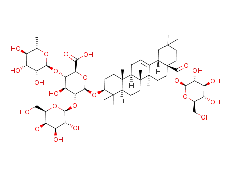 3-O-{α-L-rhamnopyranosyl-(1->4)-[β-D-galactopyranosyl-(1->2)]-β-D-glucuronopyranosyl}oleanolic acid 28-O-β-D-glucopyranosyl ester