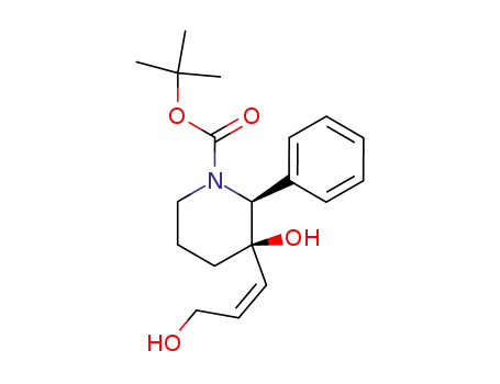 Molecular Structure of 200956-75-8 (1-Piperidinecarboxylic acid,
3-hydroxy-3-[(1Z)-3-hydroxy-1-propenyl]-2-phenyl-, 1,1-dimethylethyl
ester, (2S,3R)-)