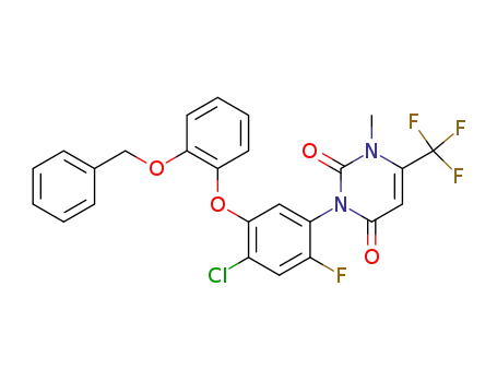 Molecular Structure of 344420-46-8 (2,4(1H,3H)-Pyrimidinedione,
3-[4-chloro-2-fluoro-5-[2-(phenylmethoxy)phenoxy]phenyl]-1-methyl-6-(tri
fluoromethyl)-)