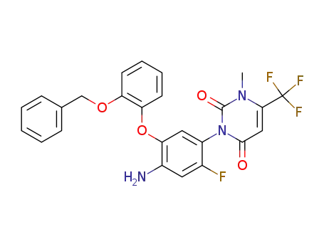 Molecular Structure of 344420-43-5 (2,4(1H,3H)-Pyrimidinedione,
3-[4-amino-2-fluoro-5-[2-(phenylmethoxy)phenoxy]phenyl]-1-methyl-6-(tri
fluoromethyl)-)