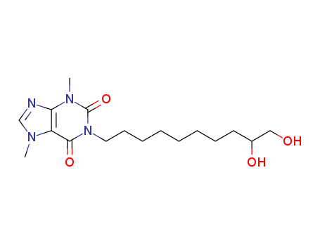 Molecular Structure of 156918-13-7 (1H-Purine-2,6-dione, 1-(9,10-dihydroxydecyl)-3,7-dihydro-3,7-dimethyl-)