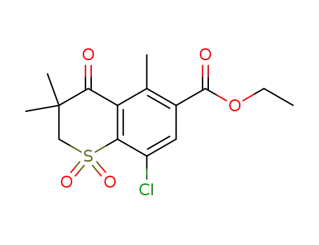 3,3,5-trimethyl-6-ethoxycarbonyl-8-chlorothiochroman-4-one-1,1-dioxide