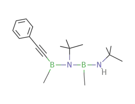Molecular Structure of 110486-05-0 (Boranediamine,
N,N'-bis(1,1-dimethylethyl)-1-ethyl-N-[ethyl(phenylethynyl)boryl]-)