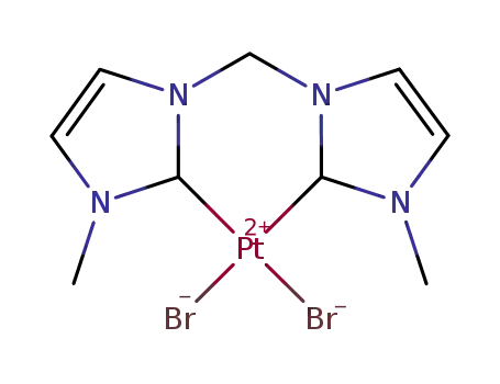 1,1′-di(methyl)-3,3′-methylene-4-diimidazolin-2,2′-diylideneplatinum(II) dibromide