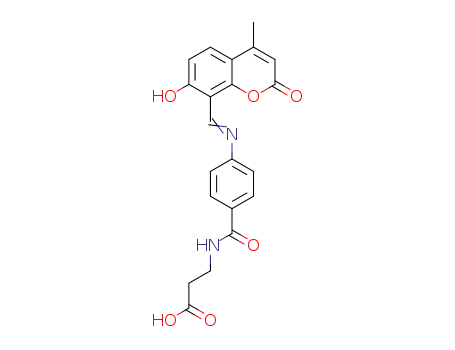 7-hydroxy-4-methyl-8-(4'-(N-carboxyethylformamido)phenylimino)methyl-2H-1-benzopyran-2-one