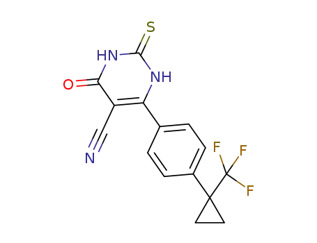 4-oxo-2-thioxo-6-(4-(1-(trifluoromethyl)cyclopropyl)phenyl)-1,2,3,4-tetrahydropyrimidine-5-carbonitrile