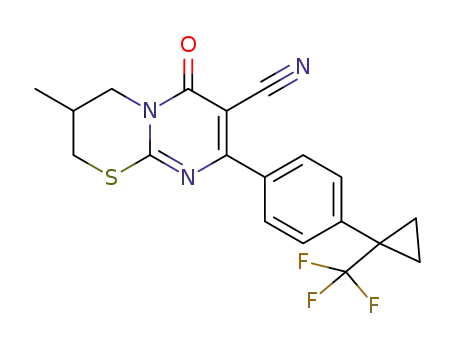 3-methyl-6-oxo-8-(4-(1-(trifluoromethyl)cyclopropyl)phenyl)-3,4-dihydro-2H,6H-pyrimido[2,1-b][1,3]thiazine-7-carbonitrile