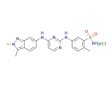 5-[4-[(2,3-dimethyl-2H-indazol)-6-ylamino]pyrimidin-2-ylamino]-2-methylbenzenesulfonamide hydrochloride